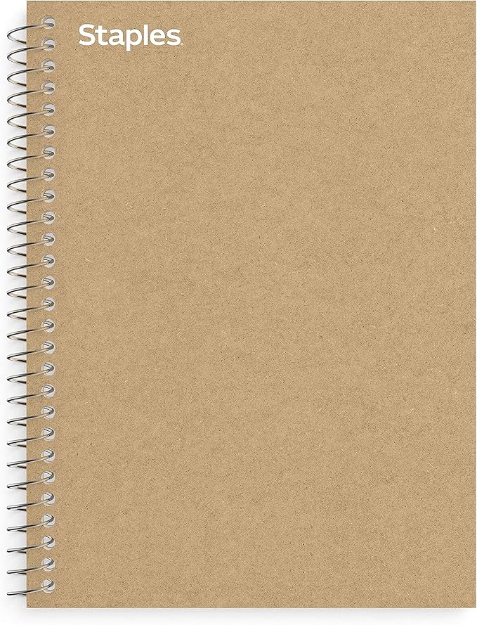 STAPLES Premium 1-Subject Notebook, 5.875" x 9", College Ruled, 100 Sheets, Brown