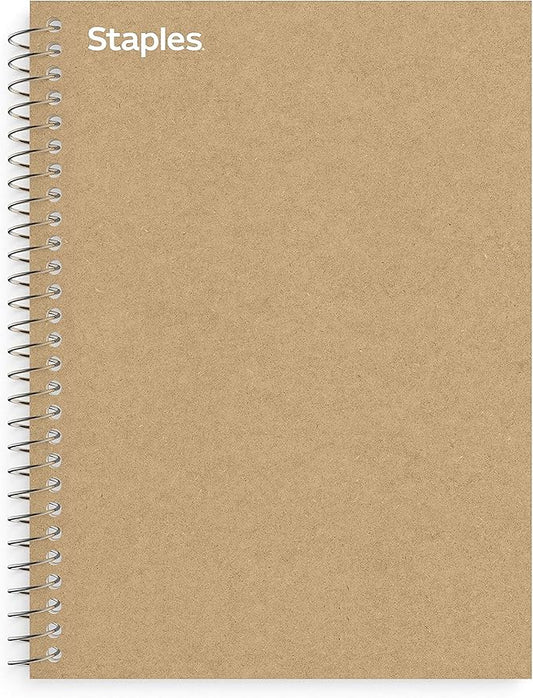 STAPLES Premium 1-Subject Notebook, 5.875" x 9", College Ruled, 100 Sheets, Brown