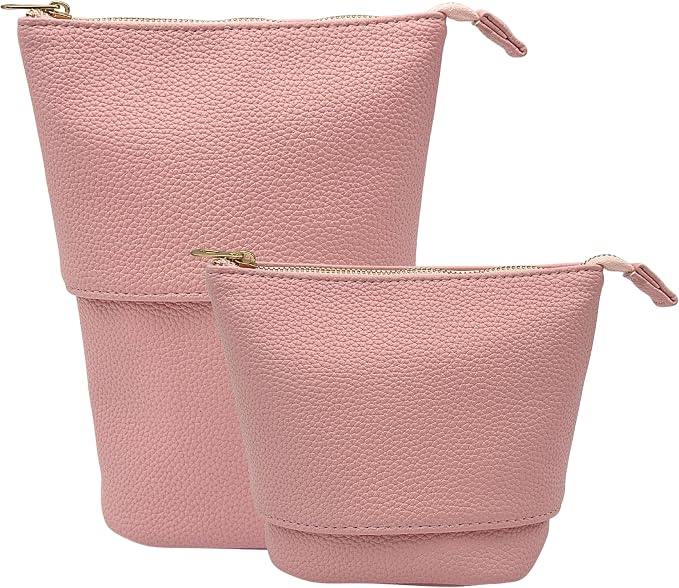 JAZD Travel Makeup Brush Bag Standup Brush Holder Portable Convertible Make up Brush Pouch Cosmetic Case (PINK)
