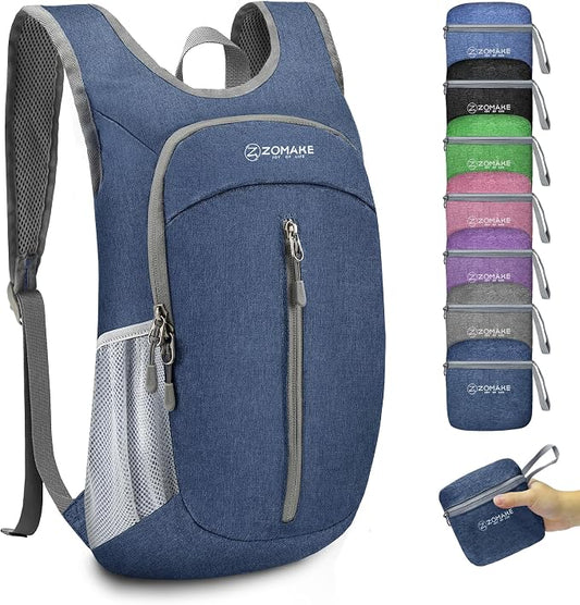 ZOMAKE 10L Ultra Lightweight Packable Backpack, Small Daypack Light Foldable Backpacks Water Resistant Day Bag for Hiking(Navy Blue) | Water Resistant Collapsible Backpacks for Women Men, Everyday Carry, Multi Compartment Storage,Adjustable Strap(Navy ...