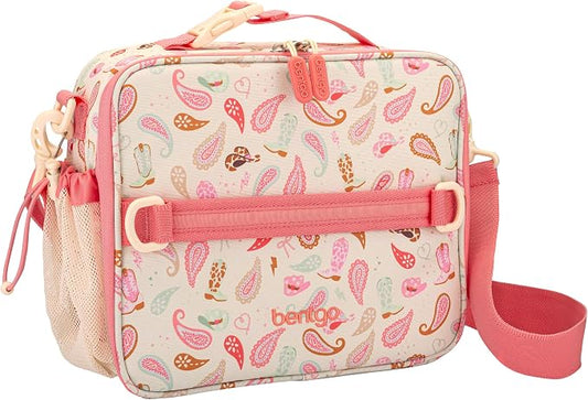 Bentgo Kids Prints Double-Insulated Reusable Lunch Bag | For Kids 3+, Adjustable Strap; Holds Lunch Box/Water Bottle/Snacks; Easy-Clean, Water-Resistant, Pockets (NEW Cowgirl Dreams)