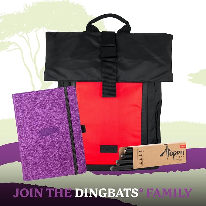 Dingbats* Wildlife Dotted Writing Journal Notebook A5 - Vegan Leather Hardcover - Ideal for Work, Travel - Pocket, Elastic Closure, & Bookmark