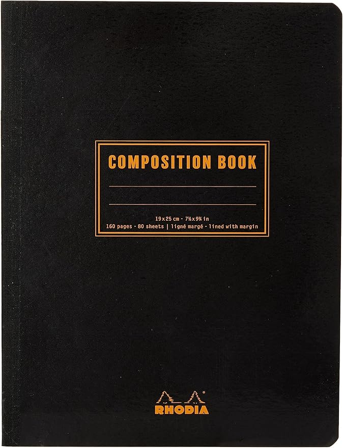 Rhodia Classic Composition Book, B5, Lined, 80 Sheets - Black (119249C)