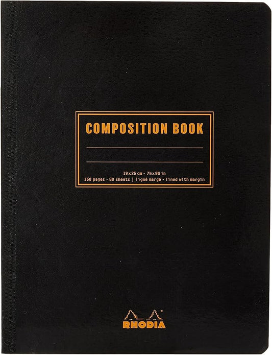 Rhodia Classic Composition Book, B5, Lined, 80 Sheets - Black (119249C)