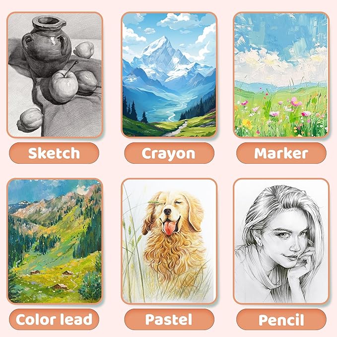 FLYING EAGLE Sketch Book for Kids 10"X 10" Large Hardcover Sketchbook for Drawing 120GSM Thick Paper, Square Art Drawing Paper 120 Pages Sketch Pad for Girls Teens,Gift Boxed, Orange