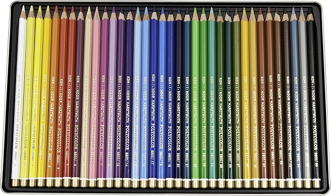 Koh-I-Noor Polycolor Drawing Pencil Set, 36 Assorted Colored Pencils in Tin, 1 Each (FA3819.36)
