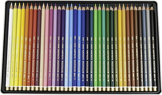 Koh-I-Noor Polycolor Drawing Pencil Set, 36 Assorted Colored Pencils in Tin, 1 Each (FA3819.36)