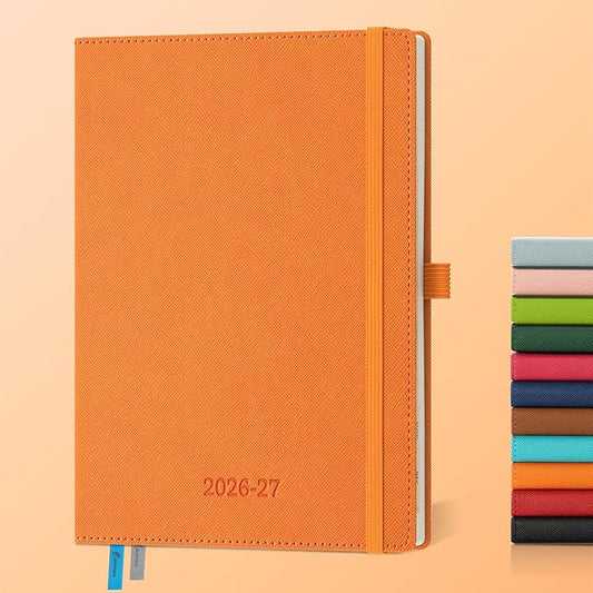 Weekly Monthly 2026-2027 Planner (July 26-Dec 27),8.5"x6.5",18 Months Agenda Plan with Month Tabs & Pocket,Expenses/Note Pages, Academic Calendar with Vegan Leather Cover,Orange