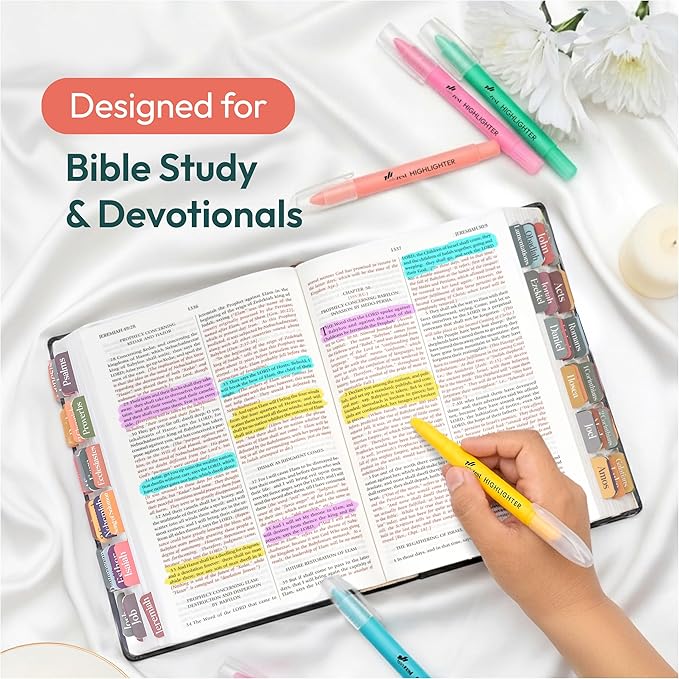10 Pack Bible Safe Highlighters - Candy Color, Wax Highlighters No Bleed, Scripture Markers for Journaling, Study Accessories and School Supplies