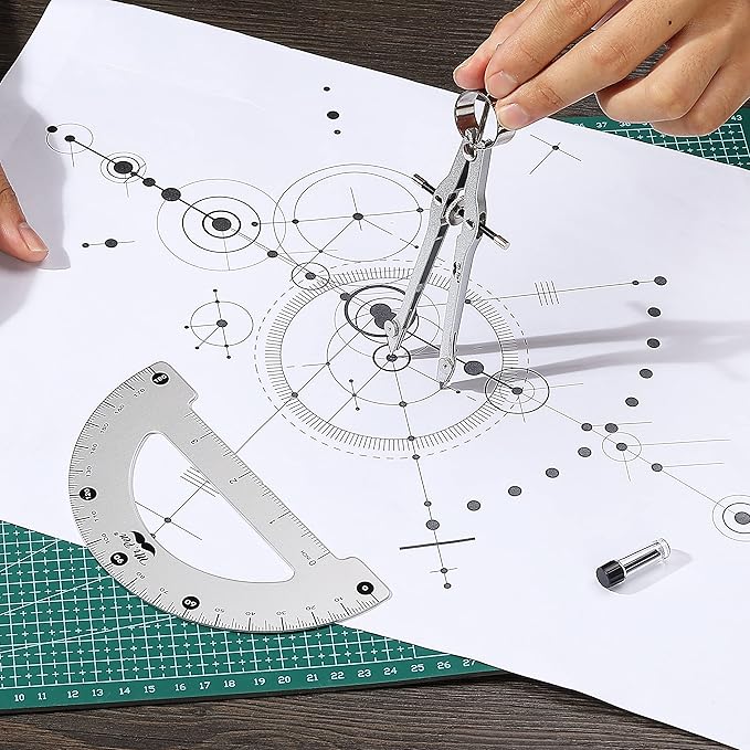Mr. Pen- Metal Protractor and Convertible Compass Set, Protractor and Compass for Math, Drawing
