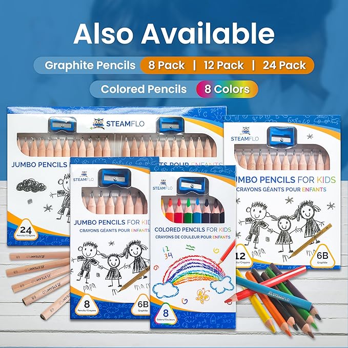 Colored Pencils for Toddlers 3-4 Years – Kids Pencils for Beginners, Toddlers and Preschoolers, Jumbo Triangle Shape for Easy Grip, Thick Colored Core for Easy Coloring and Less Breakage (1 Pack)