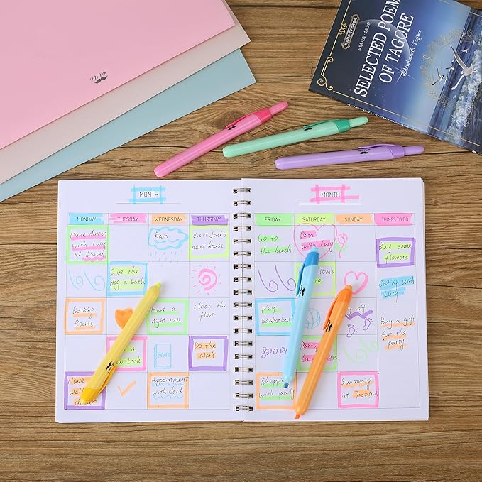Mr. Pen- Retractable Highlighters, 6 Pack, Bright Colors, Chisel Tip Highlighter Marker Set, Click Highlighter Markers for Classroom, Journaling, Study Supplies, No Bleed On Standard Pages