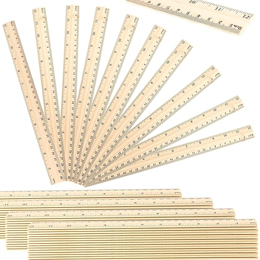 80 Pcs Wooden Ruler Bulk 12 Inch Measuring Wooden Tools with 2 Scales for Students School Teacher Office Handcraft Carving Painting