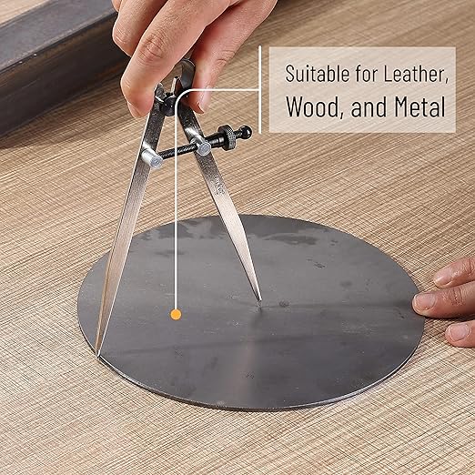 Mr. Pen Adjustable Divider Leather Compass, 8 Inch, Lockable Metal Compass, Wing Dividers for Leather and Woodworking