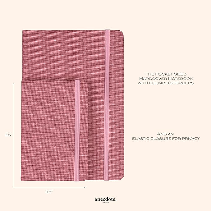 ANECDOTE. Small Journal Notebook for Men & Women, 192 Pages | Thick 80 GSM Lined Paper| Hardcover (5.5"x3.5" Pocket Size) | Daily Journaling Diary for Work, Travel, School & Office Use (Blossom)