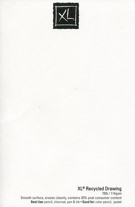 Canson XL Series Recycled Drawing Paper Pad, Top Wire Bound, 70 Pound, 9 x 12 Inch, 60 Sheets (Pack of 4)