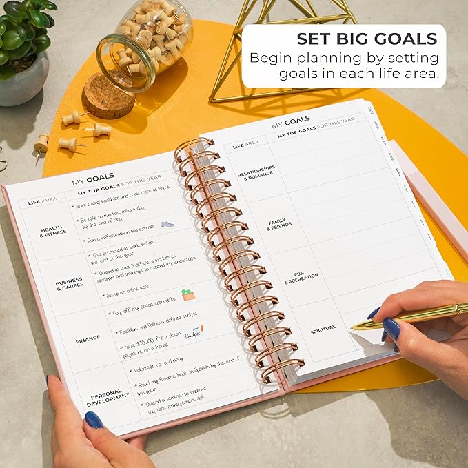 Clever Fox Dated Planner with Tabs 2026 – Weekly & Monthly Spiral Planner with Habit Tracker for Goal Setting & Time Management (Rose Gold)