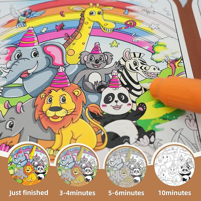 3-in-1 Reusable Water Painting Book for Kids – Preschool Learning Toy with 10 Themes – Water Coloring & Color-Sorting Game – No Mess Painting & Reusable Fun for Ages 3+