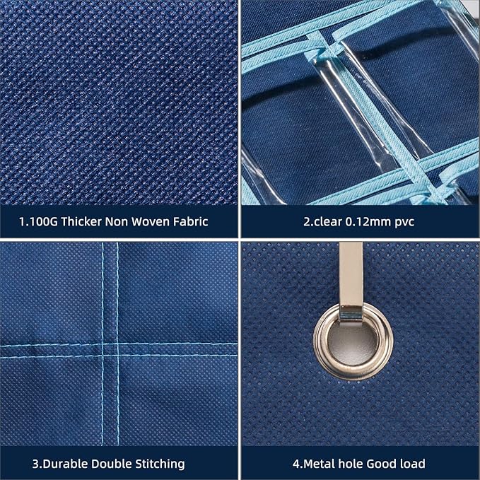 SAVERHO 36 Clear Pockets Classroom Pocket Chart for Cell Phone and Calculator Holder, Door Hanging Pocket Chart for Classroom Phone Holder with Number Sticker and Hooks (Blue)