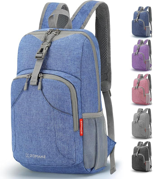 ZOMAKE Lightweight Packable Backpack, 10L Small Foldable Daypack for Hiking | Water Resistant Collapsible Backpacks for Women Men, Everyday Carry, Multi Compartment Storage,Adjustable Strap(Dark Blue A4)