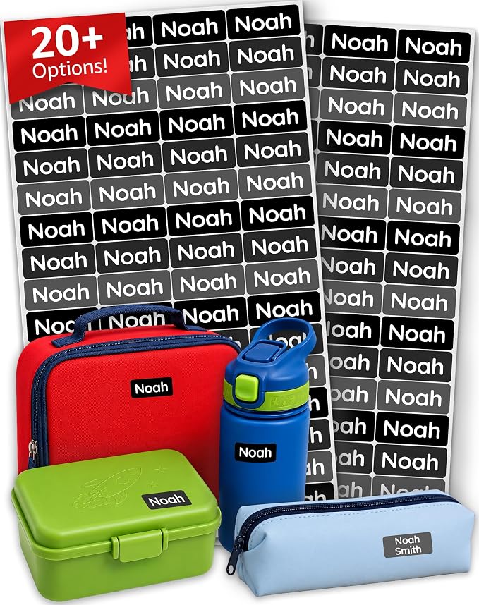 Personalized Universal Name Labels for Kids & Adults - Black [140pcs] - Waterproof Name Stickers for School, Daycare & Clothes - Item & Supplies Name Stickers - Custom Stick On Labels