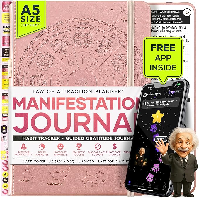 Manifestation Journal for Women and Men — 5 Minute Manifesting and Goals Journal | 3 Month Undated Daily Planner | Law of Attraction Planner, Affirmations, Gratitude | Vision Board + Stickers