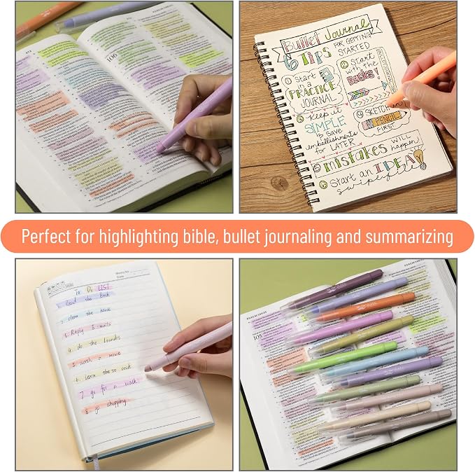 Mr. Pen- No Bleed Gel Highlighters, Pastel Colors, 12 Pack | Bible Highlighters and Pens No Bleed, Bible Markers for Study, Journaling, School Supplies and Accessories