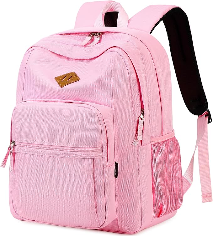 abshoo Girls Solid Color Backpack For College Women Water Resistant School Bag (Pink)