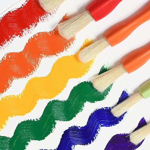 READY 2 LEARN Triangle Grip Paint Brushes - Set of 6 - 3 Sizes - 18m+ - Easy to Grip Paint Brushes for 2, 3 and 4 Year Olds - Encourage Writing Grip