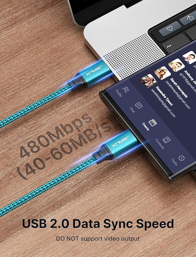 JSAUX 100W USB C to USB C Cable [2-Pack 6.6FT], Type C Fast Charging Cord for iPhone Air/iPhone 17/iPhone 17 Pro/iPhone 17 Pro Max, iPhone 16/15 Series, Galaxy S/Note Series, MacBook, iPad - Green