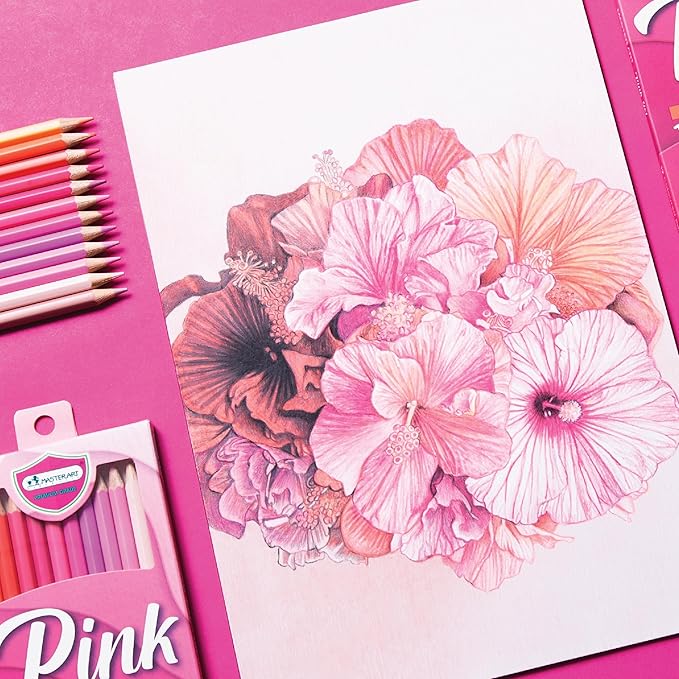 MASTERART Colored Pencils Special Collection Set of 12 Colors for Kids and Adults Coloring (PINK SET)