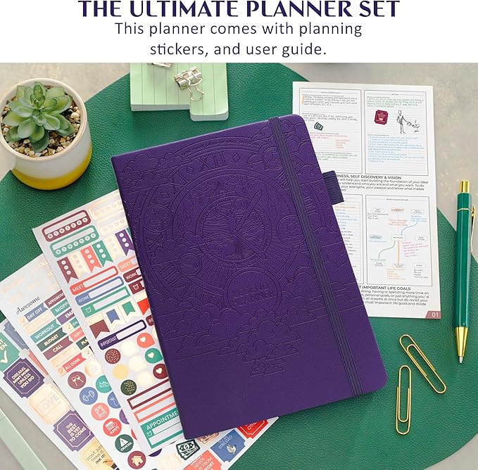Legend Dated Hourly Weekly Planner 2026 – Daily, Monthly & Yearly Agenda with Time Slots – Hardcover Organizer Journal, 5.8x8.3” (Purple)