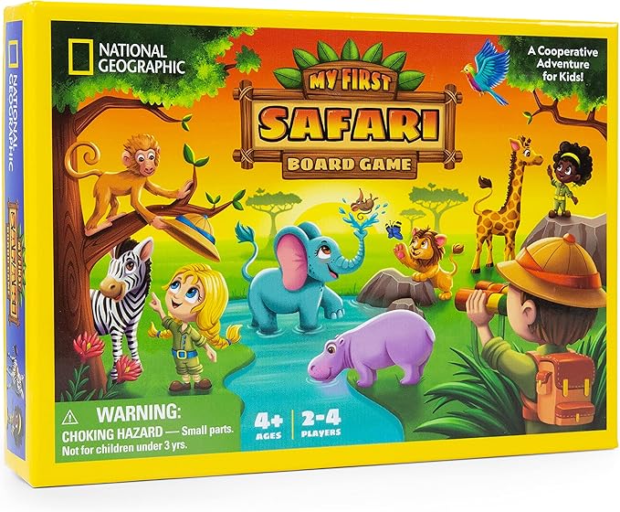 NATIONAL GEOGRAPHIC My First Safari Board Game for Kids 4-6 Animal Game for Adults, Cooperative Fun Perfect for Family Game Night, Board Games for Family Night