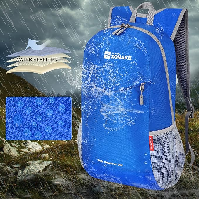 ZOMAKE Lightweight Packable Backpack 20L, Foldable Small Daypack for Hiking | Water Resistant Backpacks Day Bag for Travel Outdoor Camping Sport, Everyday Carry, Multi Compartment Storage(Dark Blue)