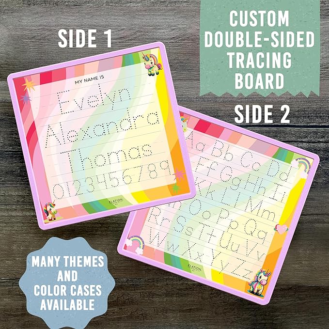 Kid's Name Tracing Board | Dry Erase Letter Tracing | Reusable Writing Practice Board | Personalized | Baby Unicorn Theme