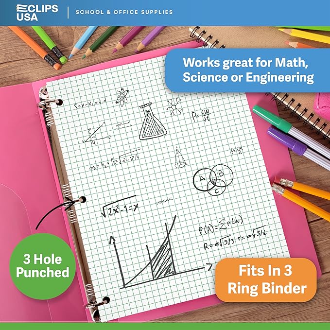 Graph Paper Loose Leaf Paper Quad Ruled Notebook Paper Quad Ruled 4” x 4” Square Lined Writing Filler Paper 10.5” x 8” 1800 Sheets 150 Sheets Per Pack 60 gsm (12 Pack)