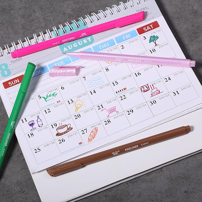 Mr. Pen- Colored Fineliner Pens, 18 Pack, 0.4mm, Ergonomic Triangular Barrels, Smooth Writing Pens for Journaling, Note-Taking, Coloring, Sketching, Planning & Art Projects