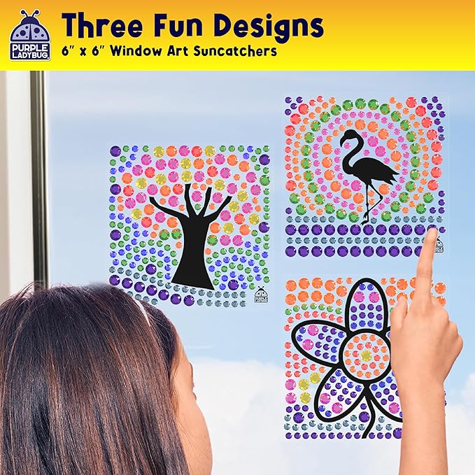 SUNGEMMERS Window Art Kids Crafts - Fun Arts and Crafts for Kids Ages 8-12 & Birthday Gifts for Girls 6 7 8 9 10 Year Old - Summer Craft for Girls 8-12, Summer Toys for Ages 5-7, Diamond Art Kit