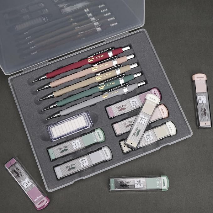 Mr. Pen- Mechanical Pencil Set with Lead and Eraser Refills, 5 Pack | 0.7mm, Sketching Pencils, Drafting Pencil, Drawing Mechanical Pencils