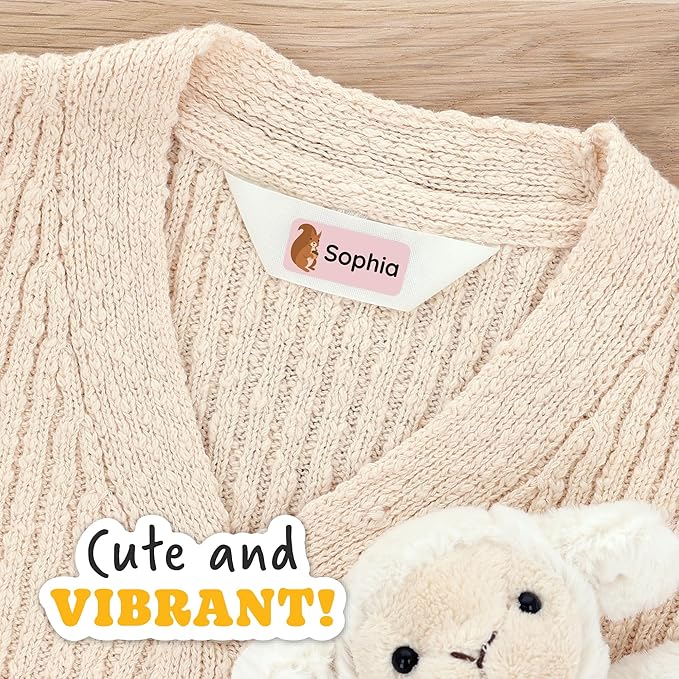 Personalized Name Labels for Kids (180) – Custom Waterproof & Durable Stickers for Clothing, Daycare, Office & School Supplies - Forest Animals