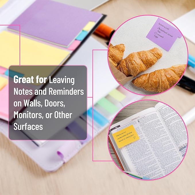Mr. Pen- Sticky Notes Set, 410 Pack, Ruled, Dotted & Blank Notes with 150 Index Tabs, Divider Sticky Pads for Bible Study, Office, School, Planning, Journaling & Organization