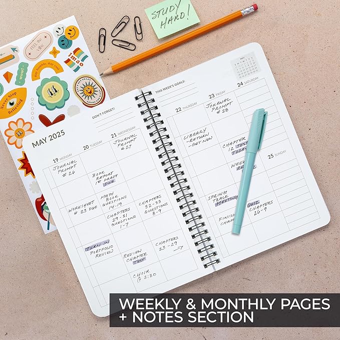 Aesthetic 2025 Student Planner To Stay Organized - A Beautiful 8.5" x 5.5" Planner for Middle and High School Students with Weekly & Monthly Spreads For The 24-25 Academic Year
