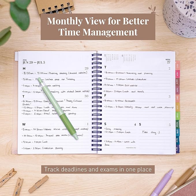 Rileys Academic Planner 2026-2027, Daily, Weekly & Monthly Planner, July 2026 - June 2027, Student Notes Pages, Twin-Wire Binding, Weekly Agenda for School & Work (8 x 6-Inches, Chunky, Blue)