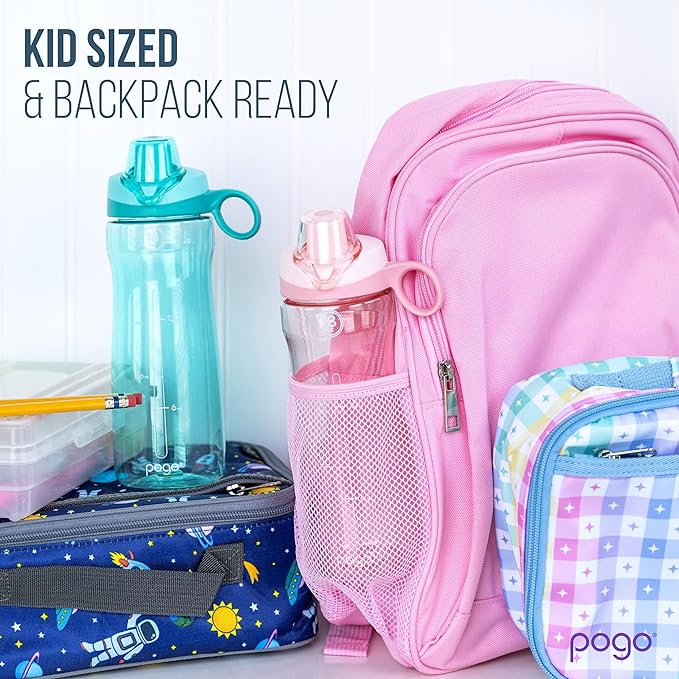 Pogo BPA-Free Tritan Plastic Water Bottle with Chug Lid, 18 Oz, Pink
