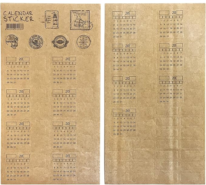 Zelten Refills/Loose Leaves for A5 Cover Ring Binder/Personal Organizer/Planner(A5 6 Holes, Sticker Monthly Calendar)