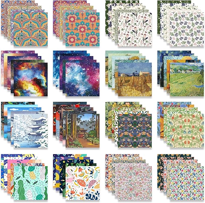 12 Pack/Sets Origami Paper Kit Double Sided 6 Inch Japanese Chiyo Square Easy Fold Arts Crafts DIY Handwork Origami Papers