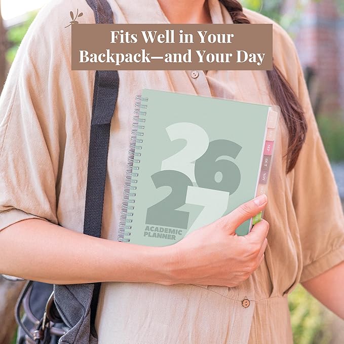 Rileys Academic Planner 2026-2027, Daily, Weekly & Monthly Planner, July 2026 - June 2027, Student Notes Pages, Twin-Wire Binding, Weekly Agenda for School & Work (8 x 6-Inches, Chunky, Green)