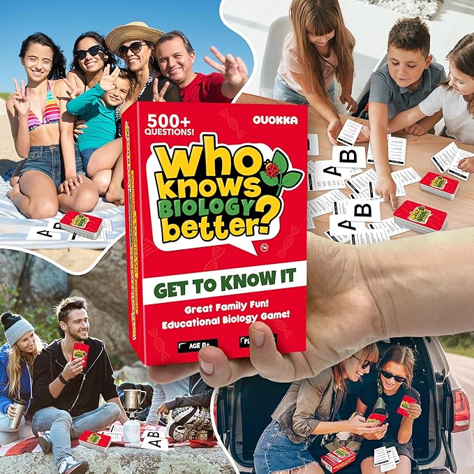 Board Games for Kids 8-12 – Family Card Games for Kids and Adults – Biology Trivia Cards for Family Game Night – Who Knows Biology Better – 500+ Questions – Fun Card Game for Families and Teens
