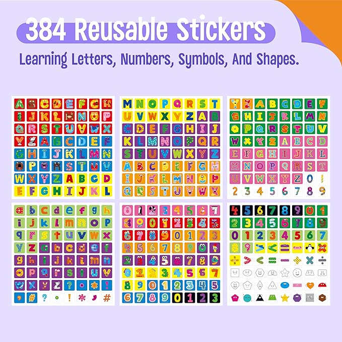 100 Math Linking Cubes, Math Cubes with 384 Reusable Stickers-Letters, Numbers, Shapes, Manipulative Geometric Connecting and Counting Blocks, Educational Toy for Kids Math Learning and Fun Activities