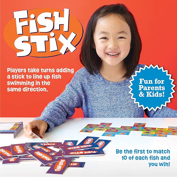 Peaceable Kingdom Fish Stix Award-Winning Strategy Board Game for Kids Ages 6+ Color & Pattern Matching Family Game Night Cooperative Game 2-4 Players Educational Gift for Boys & Girls